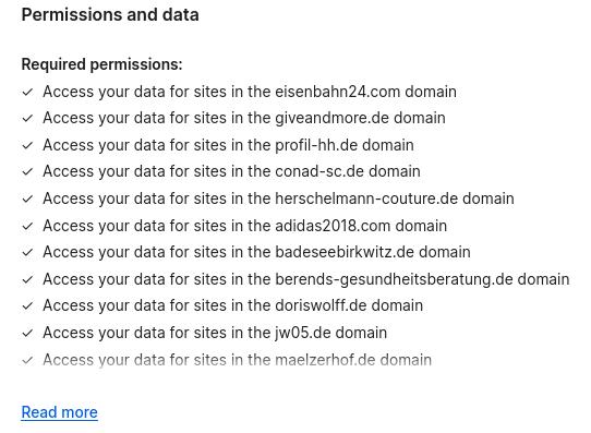 Access your data for sites in the $website domain: for 3695 websites